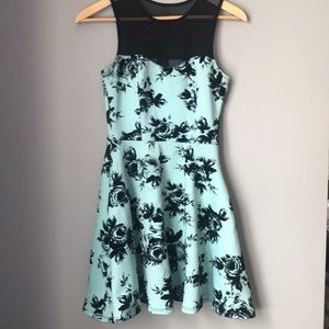 Cute teal dress with floral design